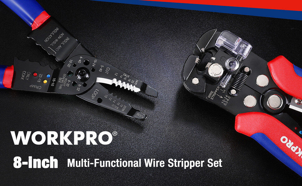 WORKPRO Wire Stripper Set 8" Multi-Tool Stripper 8" Self-Adjusting Wire Stripper