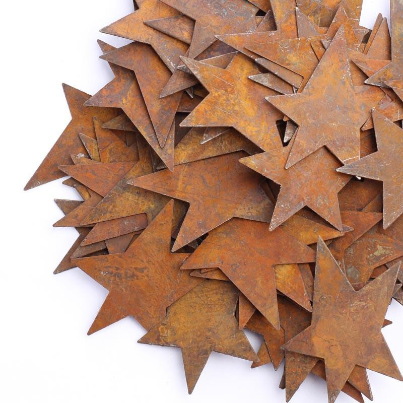 Package of 100 Bulk 2" Rusty Tin Primitive Stars