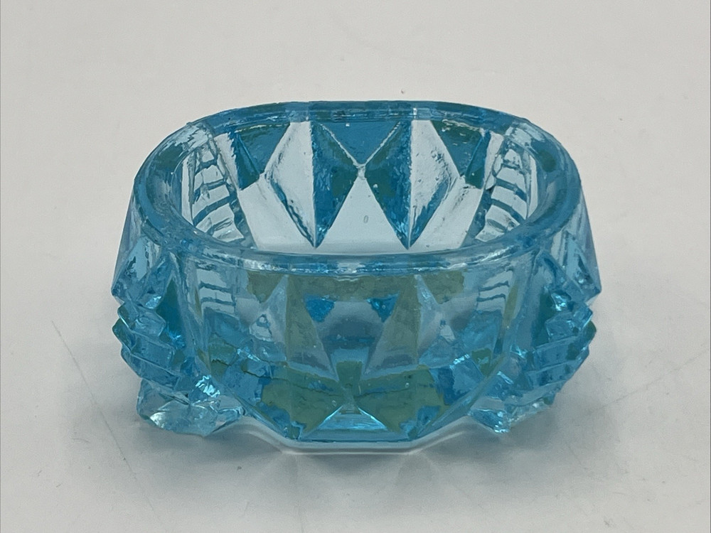 Sapphire Blue EAPG Open Master Salt Cellar 3" Antique