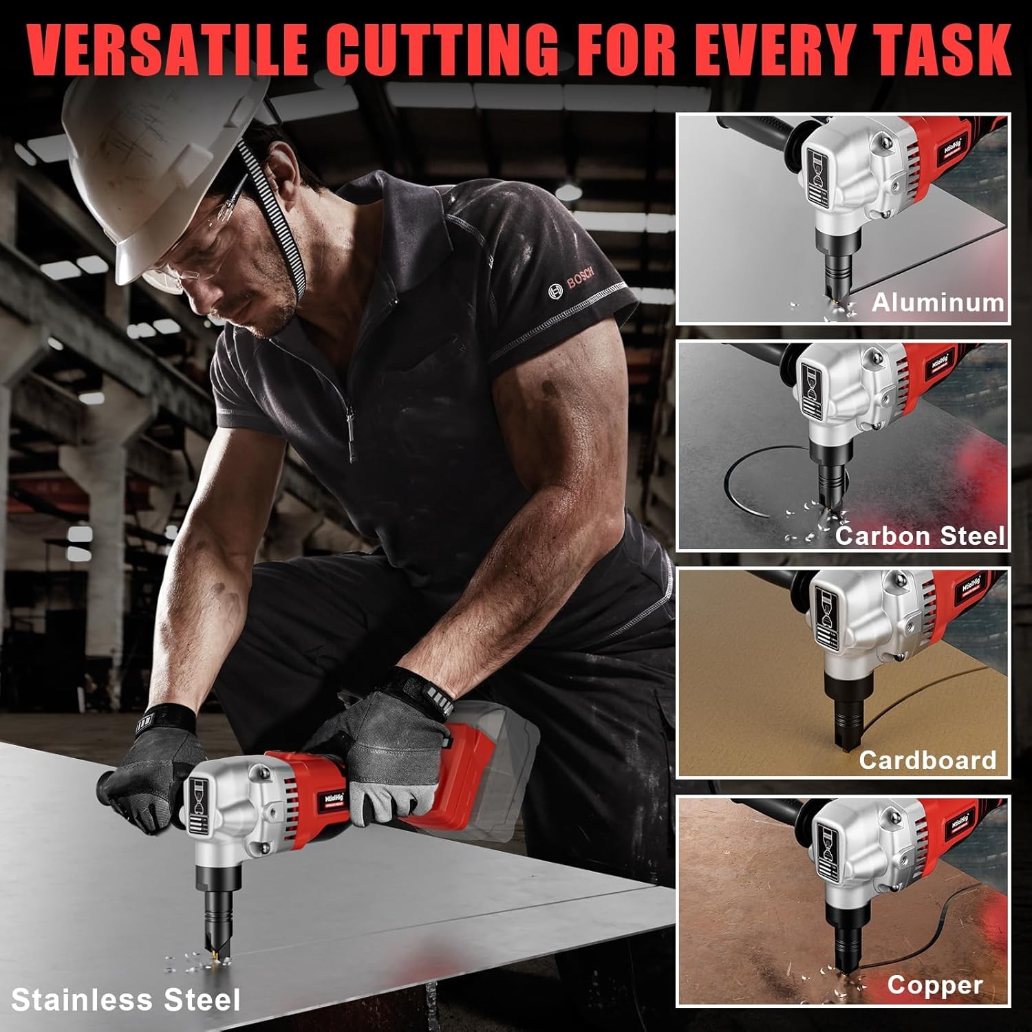 Cordless Metal Nibbler Compatible with For Milwaukee 18V Battery, Red