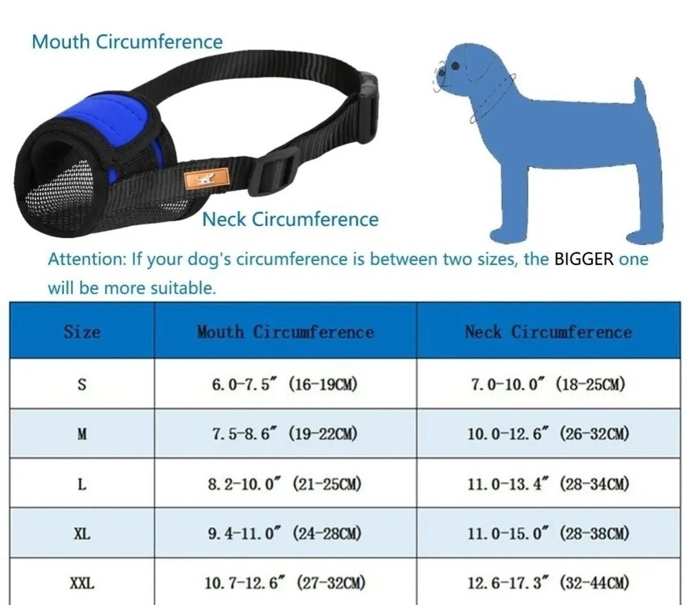 Soft Dog Muzzle Cover with Dogs Hook & Loop for small,medium & large Dogs.