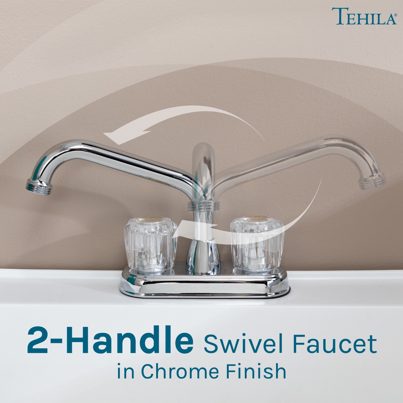 Utility Laundry Sink with Chrome Finish Dual Handle Faucet 19 Gallon - White