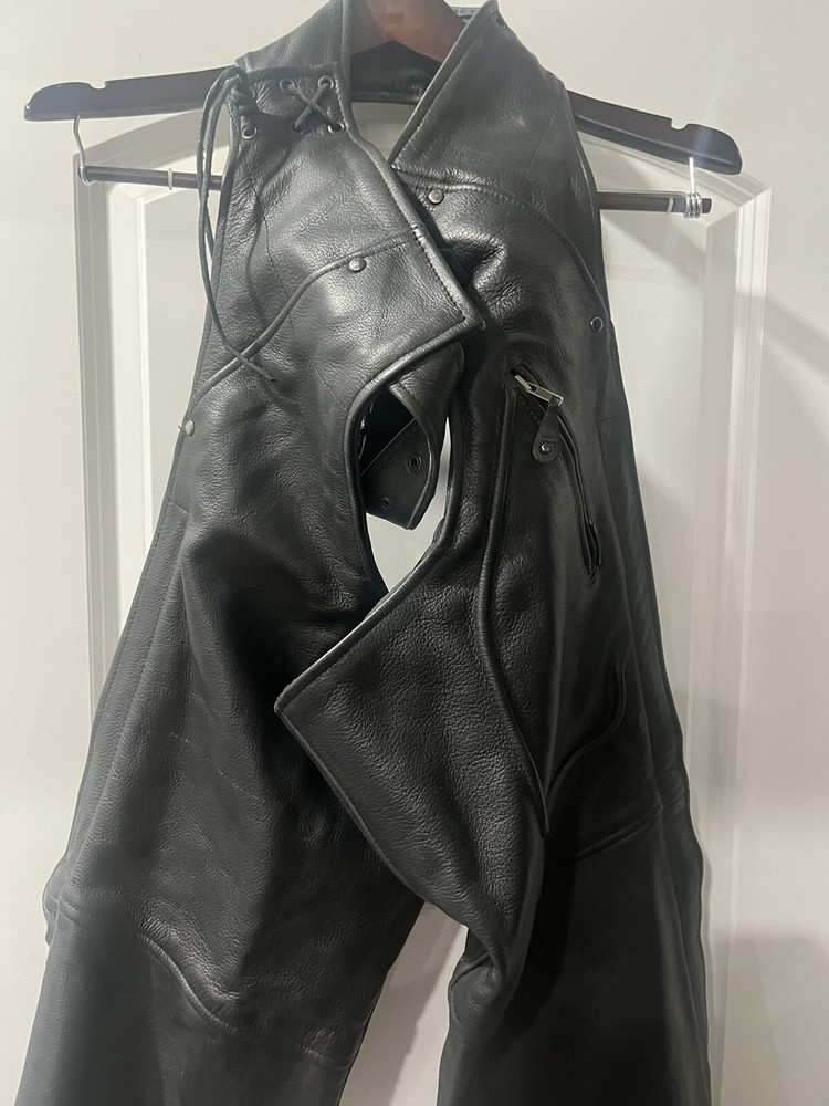 Jammin Leather Motorcycle Chaps Black Size Medium