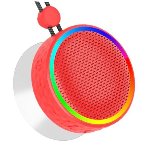 Bluetooth Shower Speaker, Portable Wireless Speaker Suction Cup, Bluetooth Red