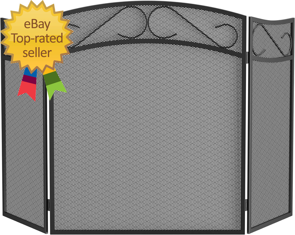 Fireplace Screen for Wood Burning Fireplace Foldable 3 Panel Wrought