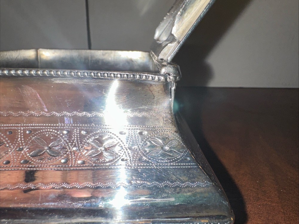 Victorian Silverplate Footed Box Bright Cut