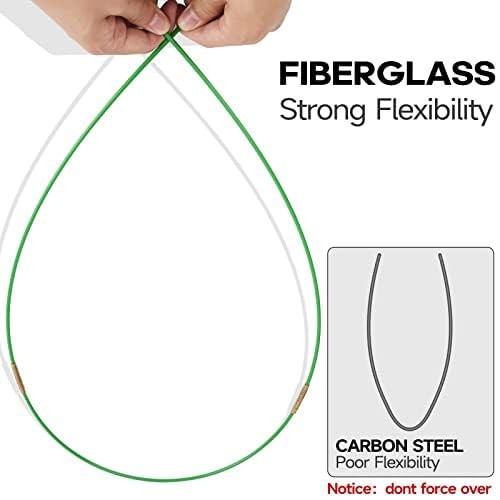 FTIHTRY 14FT Fiberglass Running Electrical Wire Glow Rods Pulling GREEN
