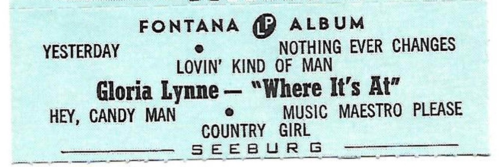 Gloria Lynne-Where It's At, Yesterday/Nothing Ever Changes, 33's Jukebox Label