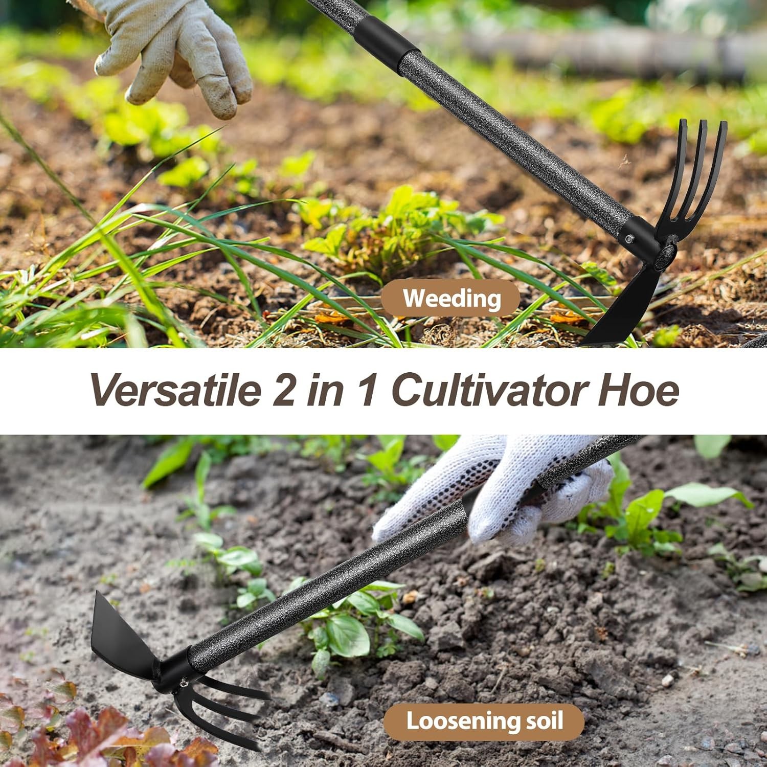 45-inch garden hoe with long handle for weeding and gardening