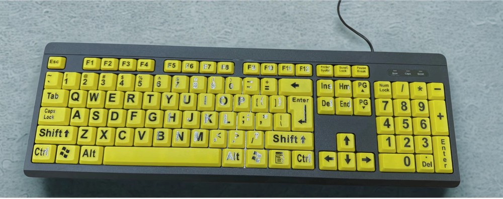 Large Print Computer Keyboard. Yellow keys Black Letters