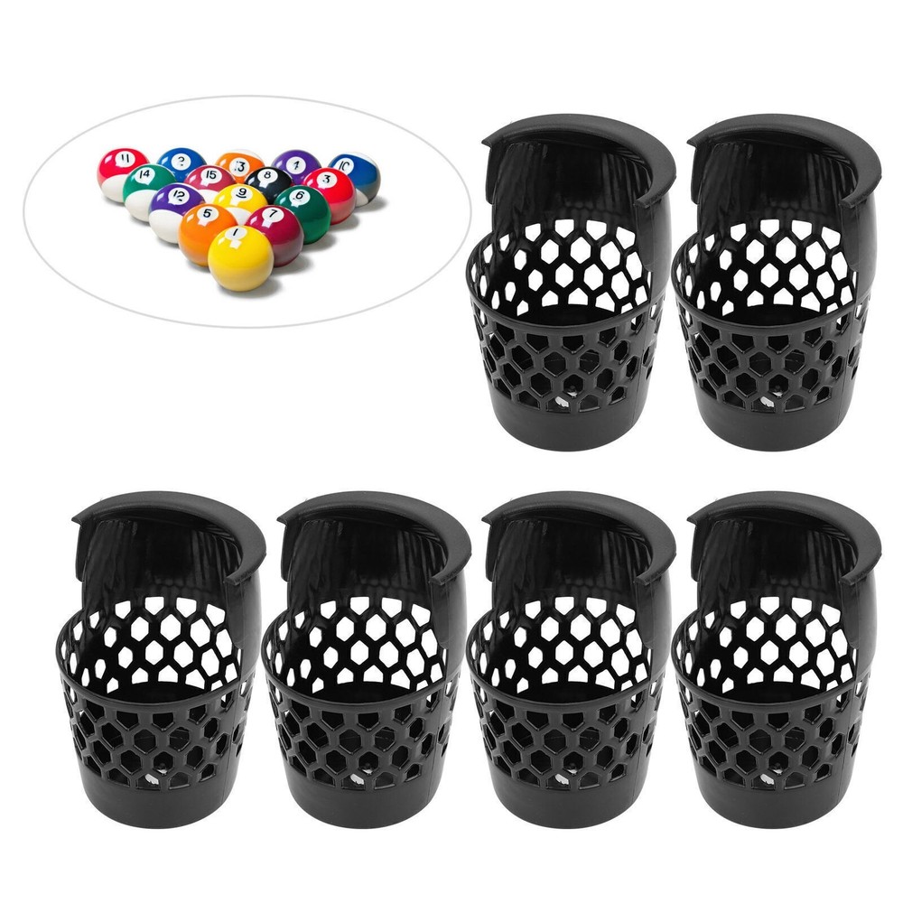 6Pcs Billiard Ball Storage Pockets Plastic Pool Table Web Baskets Drop Net Bag