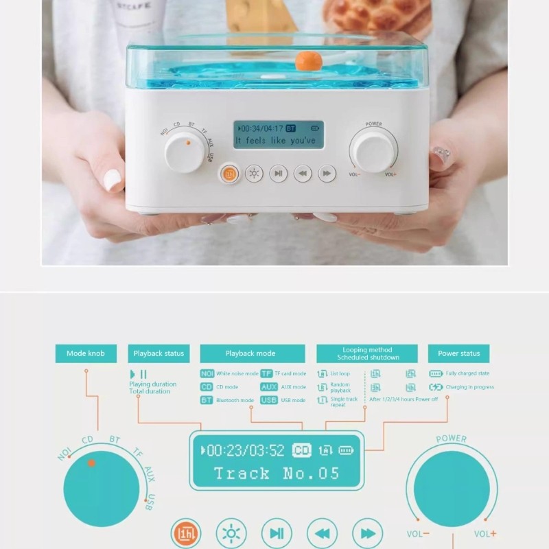 Turntable Bluetooth-compatible Speaker With Adjustable LED Light Music Player