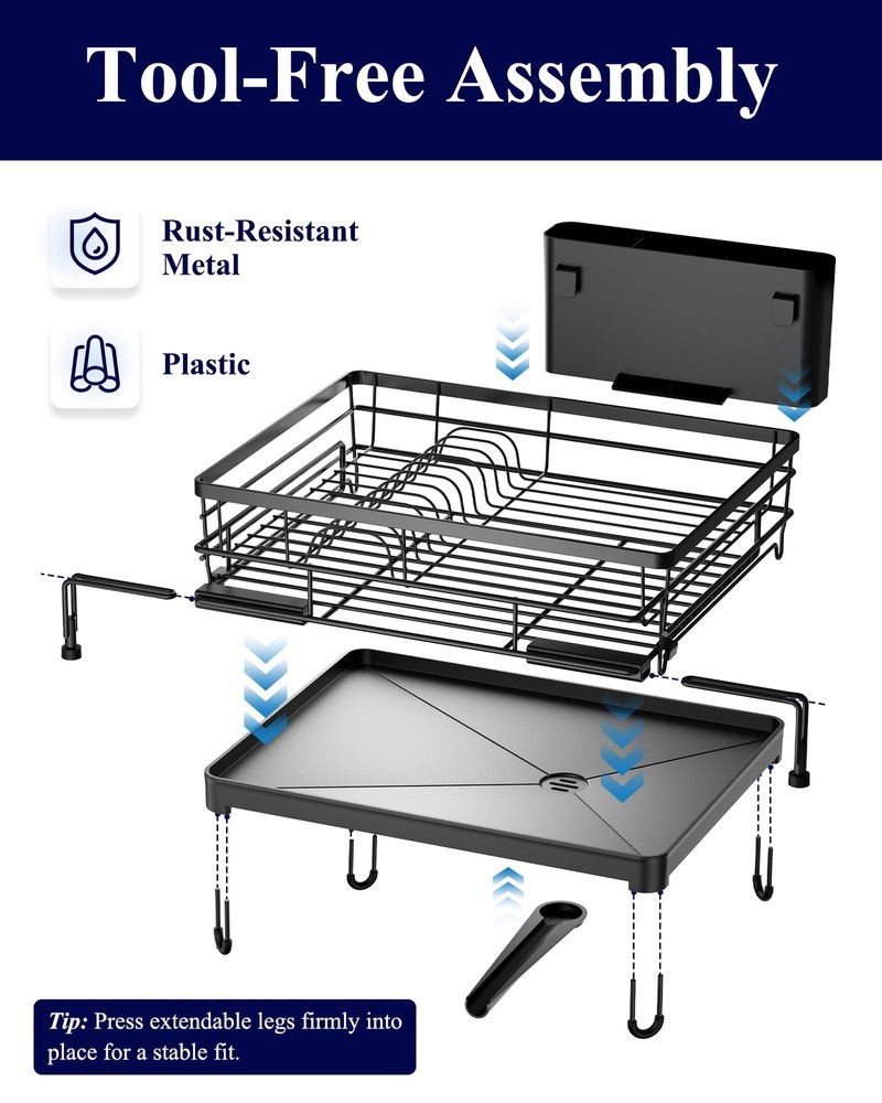 Extendable Dish Drying Rack - Rust-Resistant Dish Racks for Kitchen Counter w...