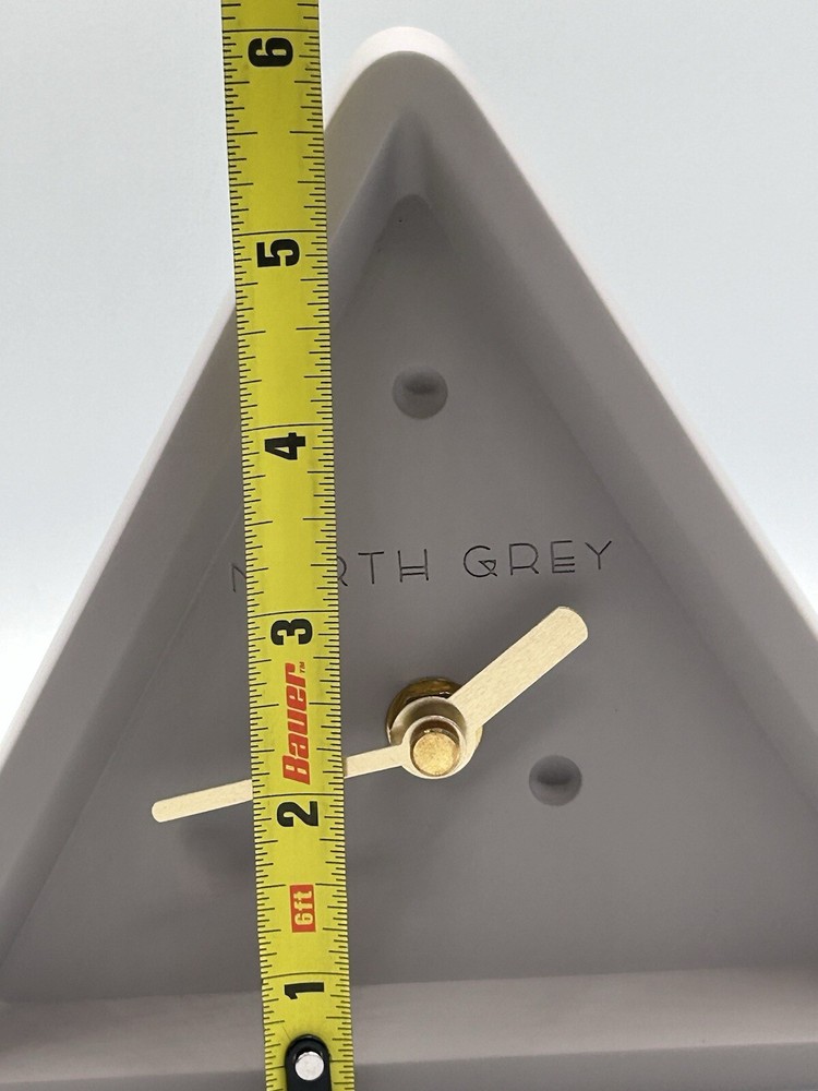 North Grey Equilateral Cement Triangle Desk Table Clock 6 Inch