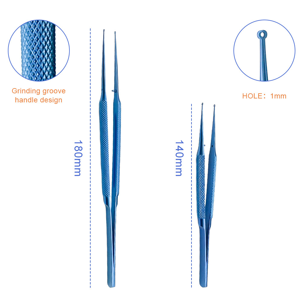 14cm/18cm Ring tip Forceps Plastic Surgery Micro Fine Whole Ring Tip Eye shaping