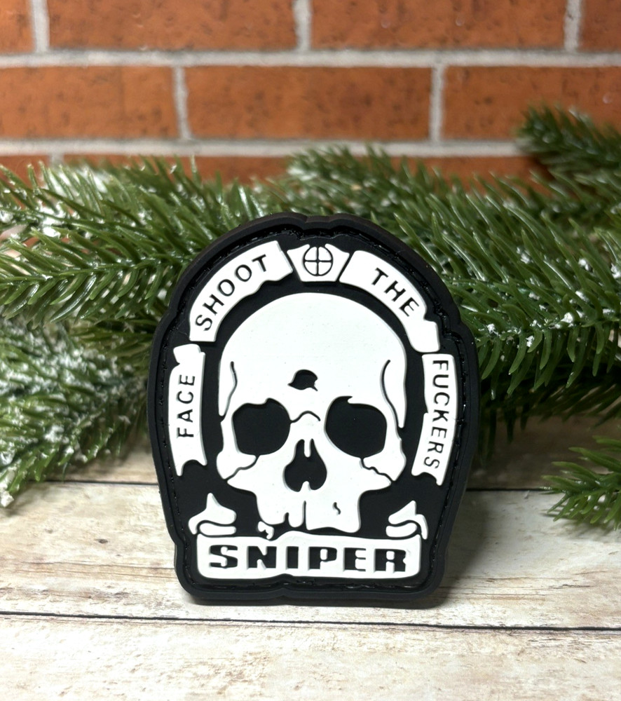 Sniper PVC Patch - Tactical Morale Sniper Rifle Patch - One Shot Skull Patch