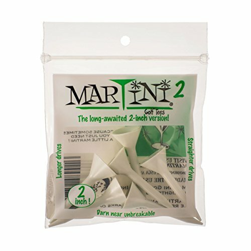 Martini 2 Golf Tees - 2 Inch - Virtually Unbreakable - White