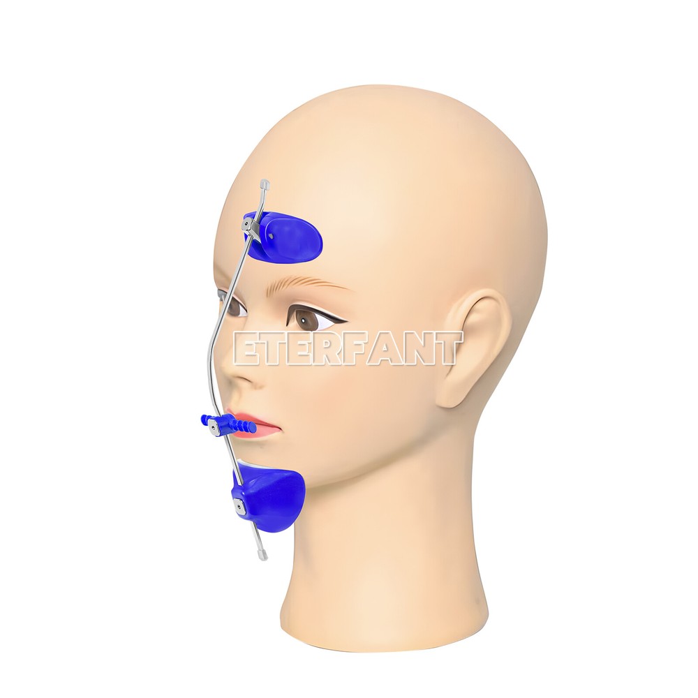 ETERFANT Dental Ortho Adjustable Forward Pull Face Headgear Single Bar Blue+Red