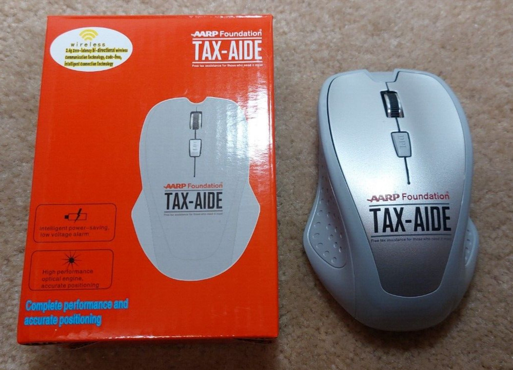 AARP FOUNDATION TAX-AIDE WIRELESS COMPUTER MOUSE 2.4g, NEW