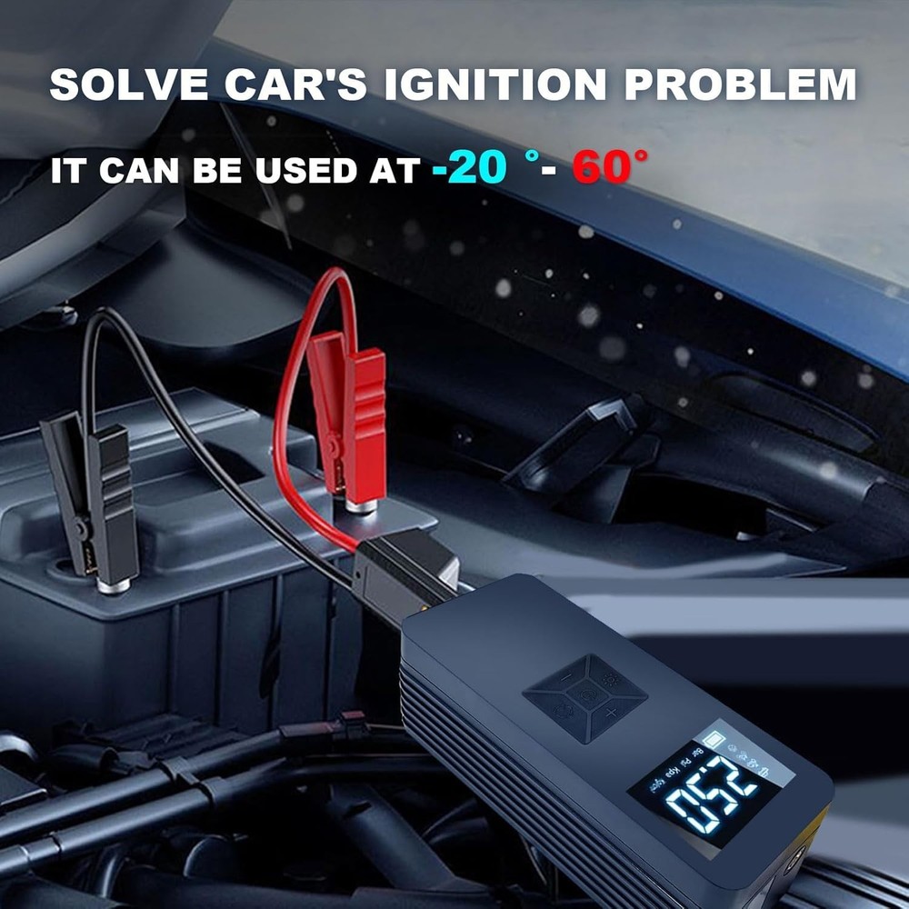 Multi-Functional Car Battery Jump Starter & Air Compressor with Smart Features