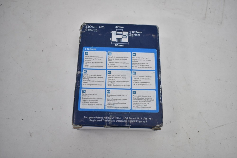 Squire CBW85 Recordable Shutter Lock Security Combination Padlock 83 mm Blue