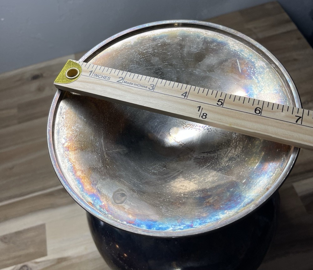 Silver Plated Pedestal Bowl Or Goblet Stem Has Raised Leaf & Grape Design Large