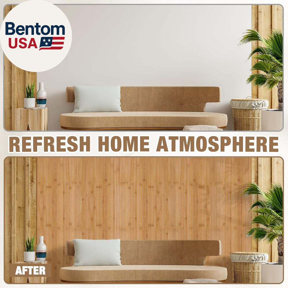 Natural Bamboo Wall Panel for Interior Wall Decor, Pole Wrap Wainscoting Interio