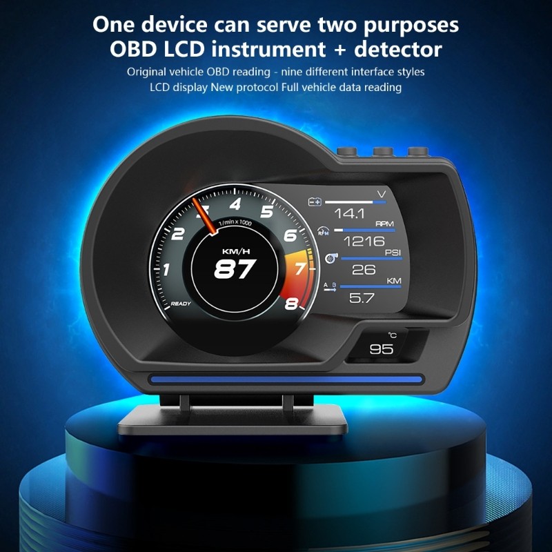 Automotive HUD Projector Speedometer OBD2 Data Analysis Warning Light Function