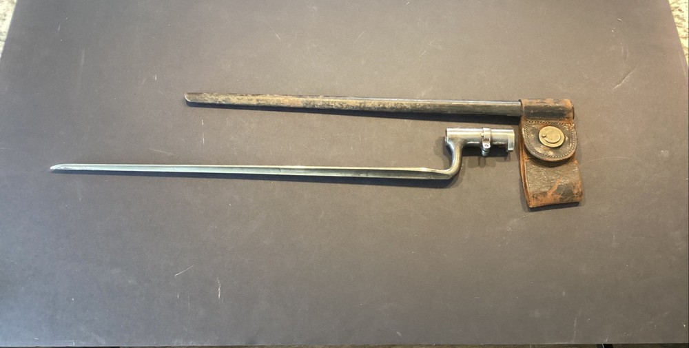 Original Indian War US Model 1873 Socket Bayonet & Leather Scabbard Free Ship