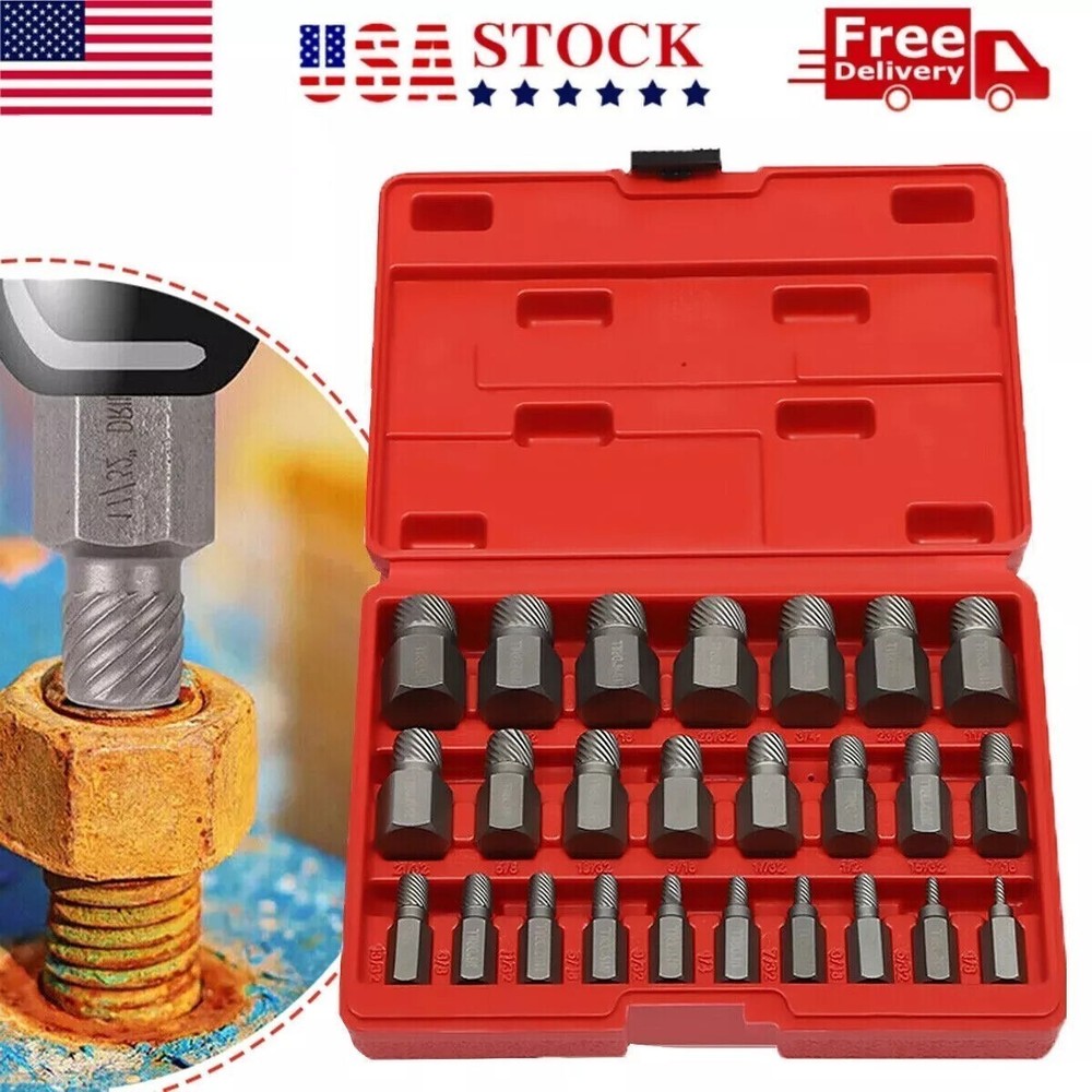 25Pcs Screw Extractor Set Hex Head Multi-Spline Easy Out Bolt Extractor Set