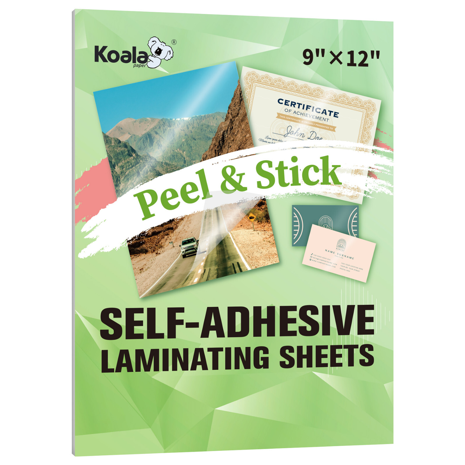 Koala Self-Adhesive Laminating Sheets 9"x12" Clear Cold Laminating Sheets 5PK
