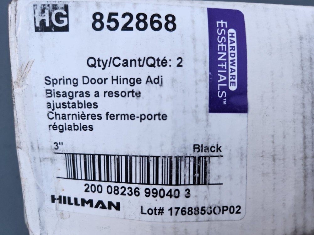 (2 Pack) Hillman Hardware Essentials 852868 Adjustable Spring Door Hinges 2 Pk