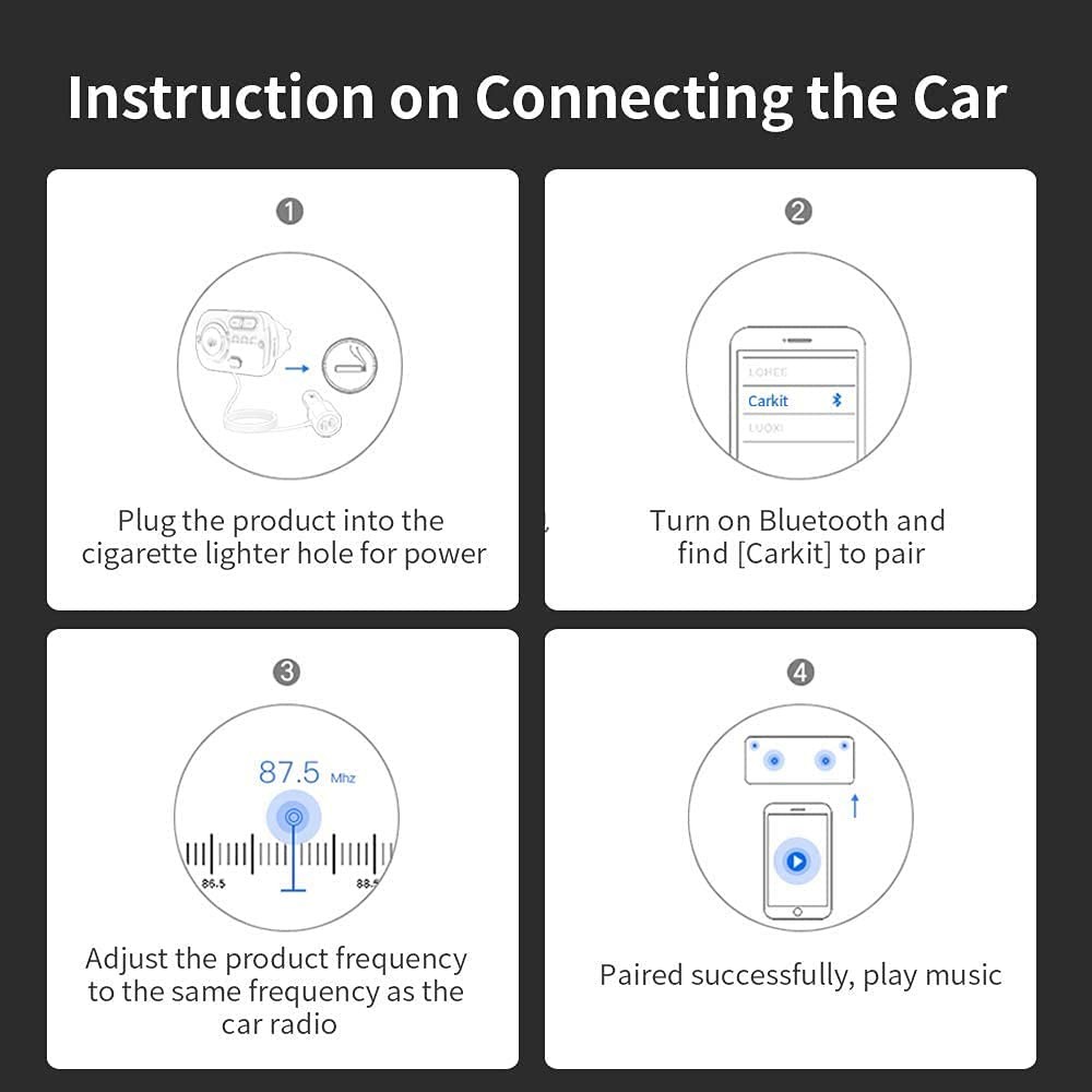 Arestech FM Transmitter Bluetooth 5.0 Hands-Free Car Kit with Quick Small