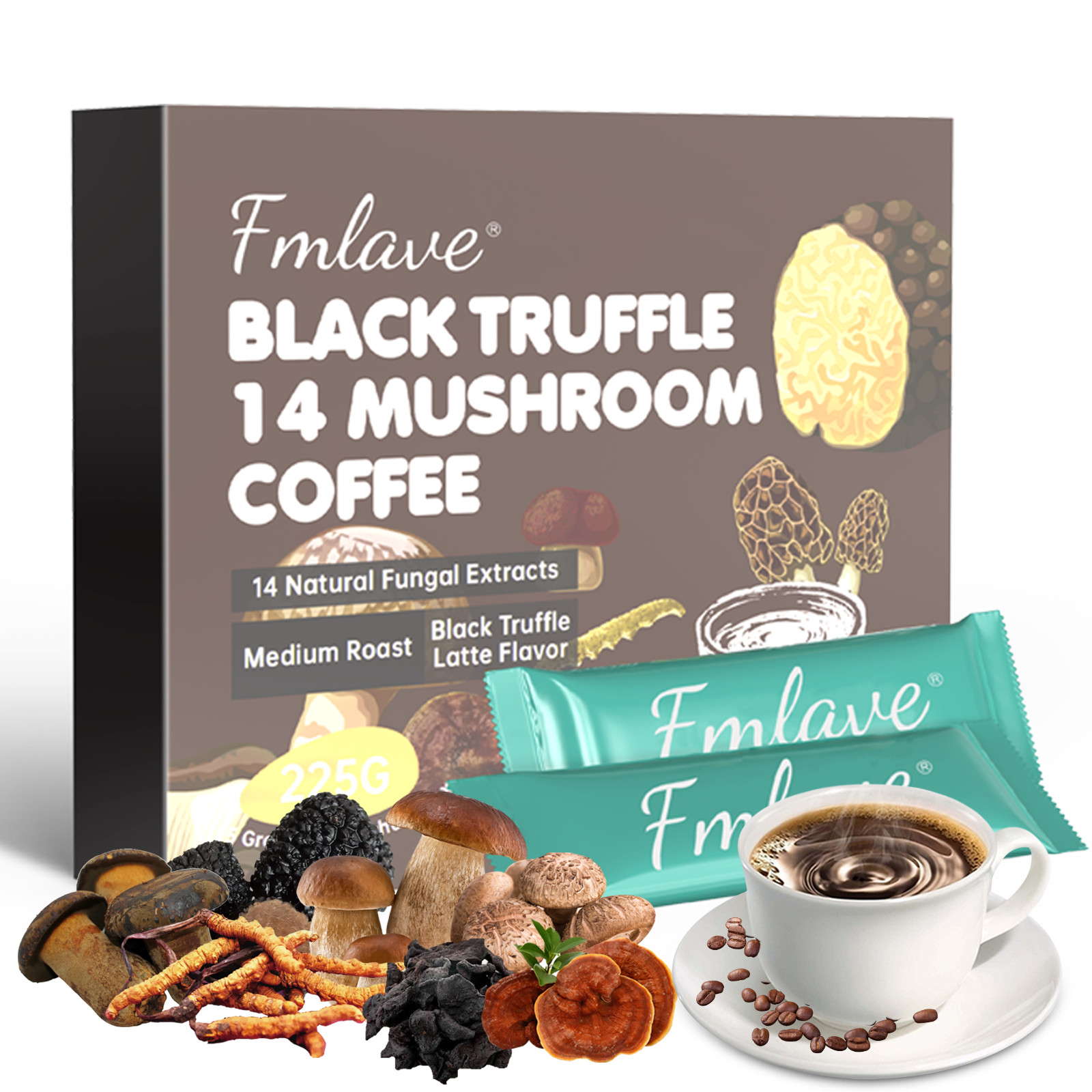 2 pack 14 Mushroom Coffee Organic Instant Coffee Brain & Energy Boost 30 sachets