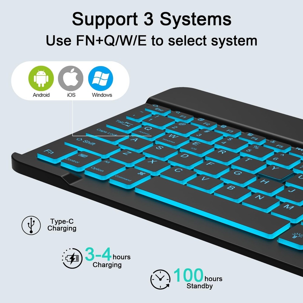 Wireless Keyboard And Mouse Combo, Rechargeable Bluetooth Keyboard & Mouse wi...