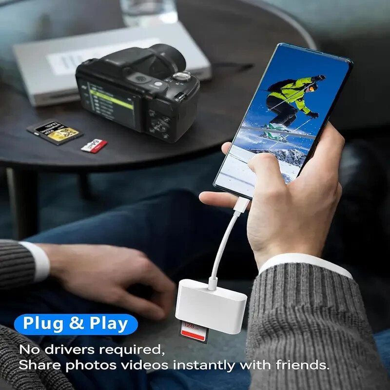 SD Card Reader USB Type C - 3-1 Memory Card Adapter for iPhone/iPad/Samsung/More