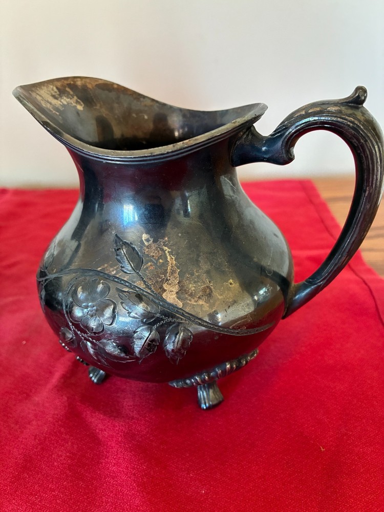 Antique Forbes Silver Co Quadruple Silver Plated #252 Footed Open Pitcher
