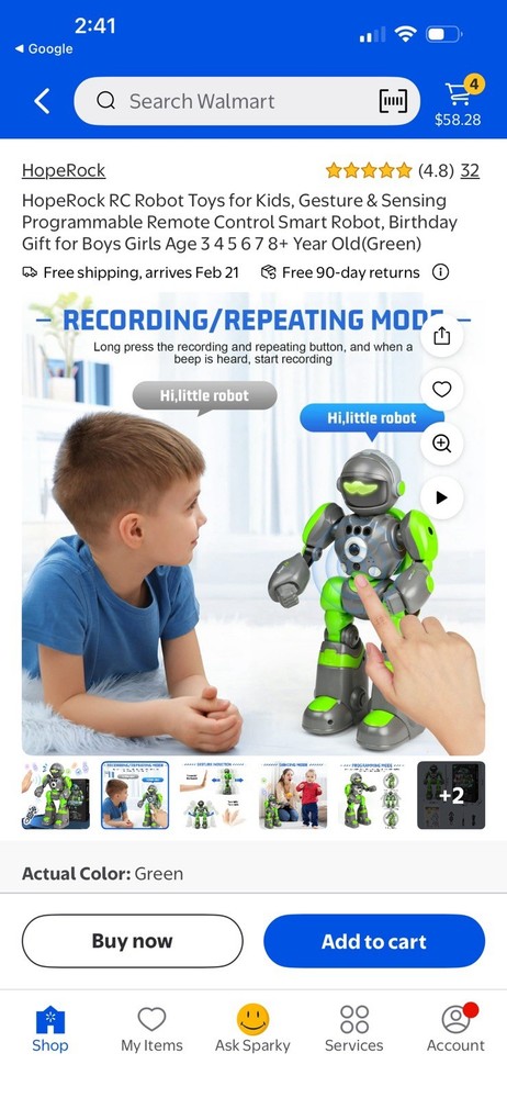 RC Robot Toy for Kids Gesture Sensing Programmable Remote Control Robot Green