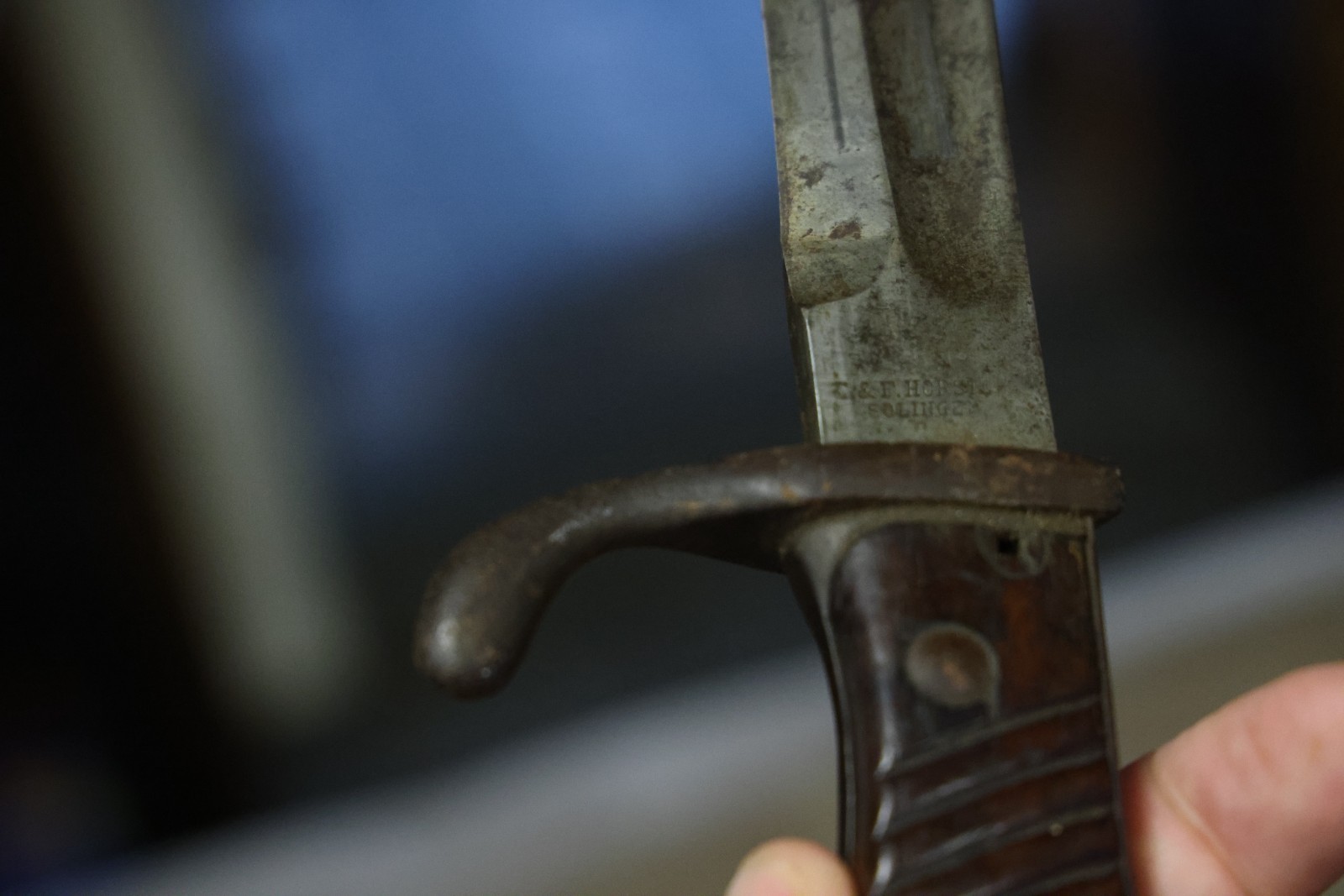 1916 WWI German Butcher Bayonet w/ Leather Scabbard