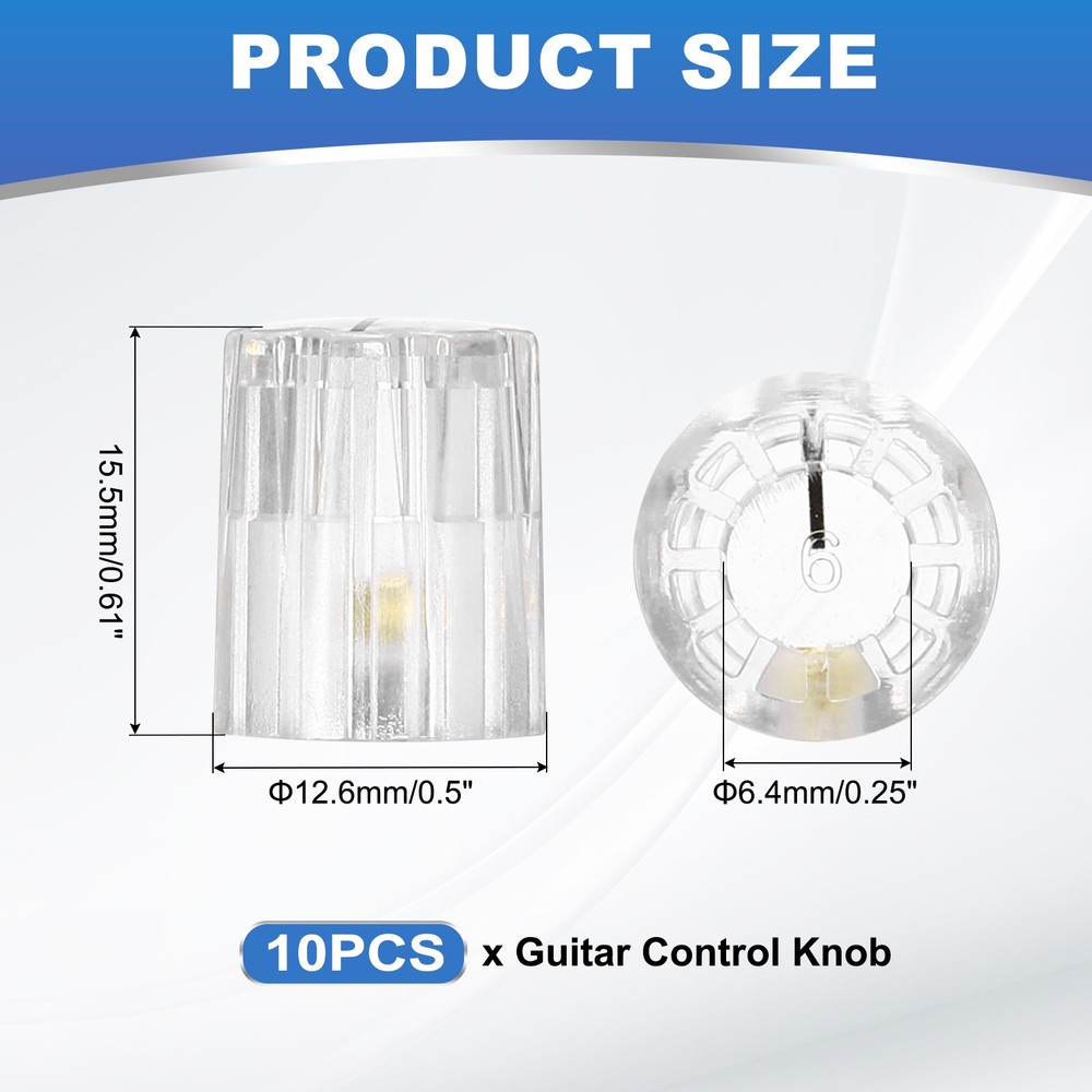 10pcs Clear Guitar Effect Pedal Knob, 5/8" Plastic Electric Guitar Knobs