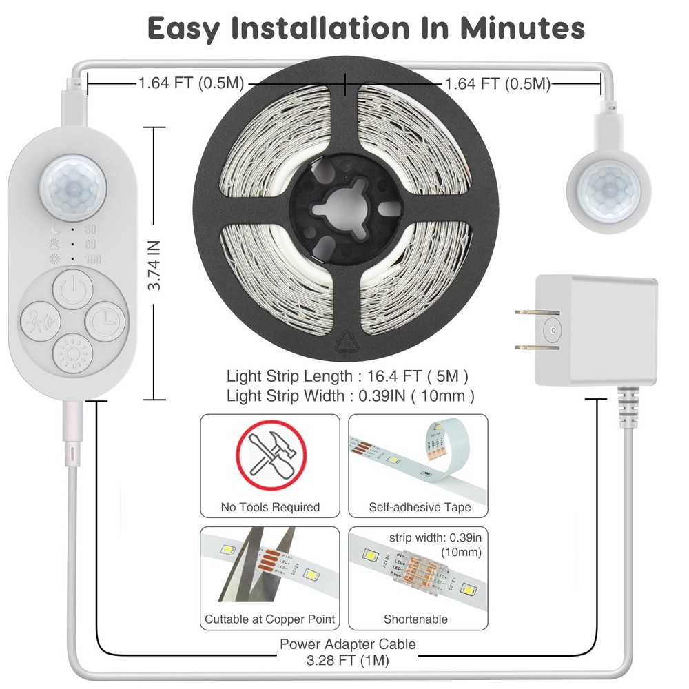 Dual Motion Sensor Light Indoor - Plug-in Motion Activated LED Stair Step wit