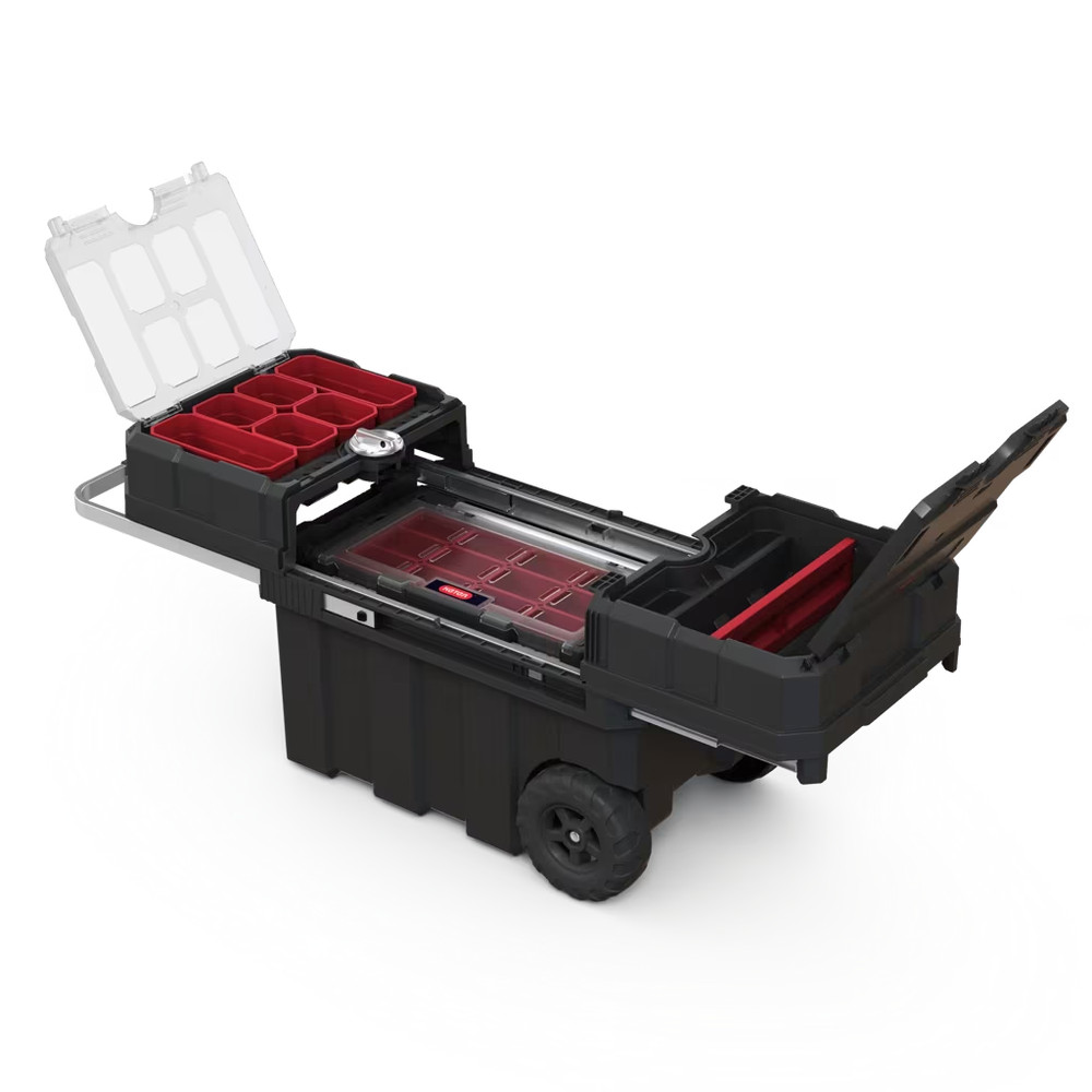 Masterloader Rolling Tool Box w/ Cantilever Organizer Black, Broken