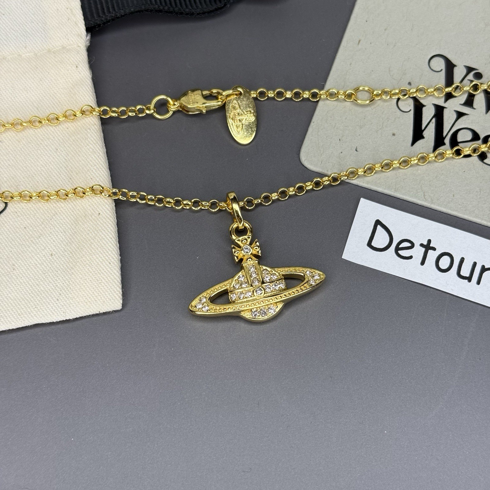 Vivienne Westwood Gold Mini Bas Relief Necklace WITH BOX