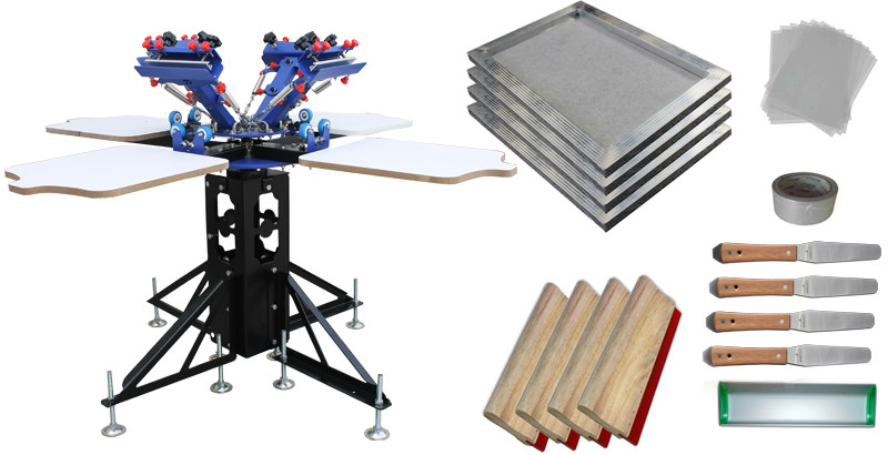 4 Station Screen Printing Machine Silk Screen Press Tool Micro-adjustment Press