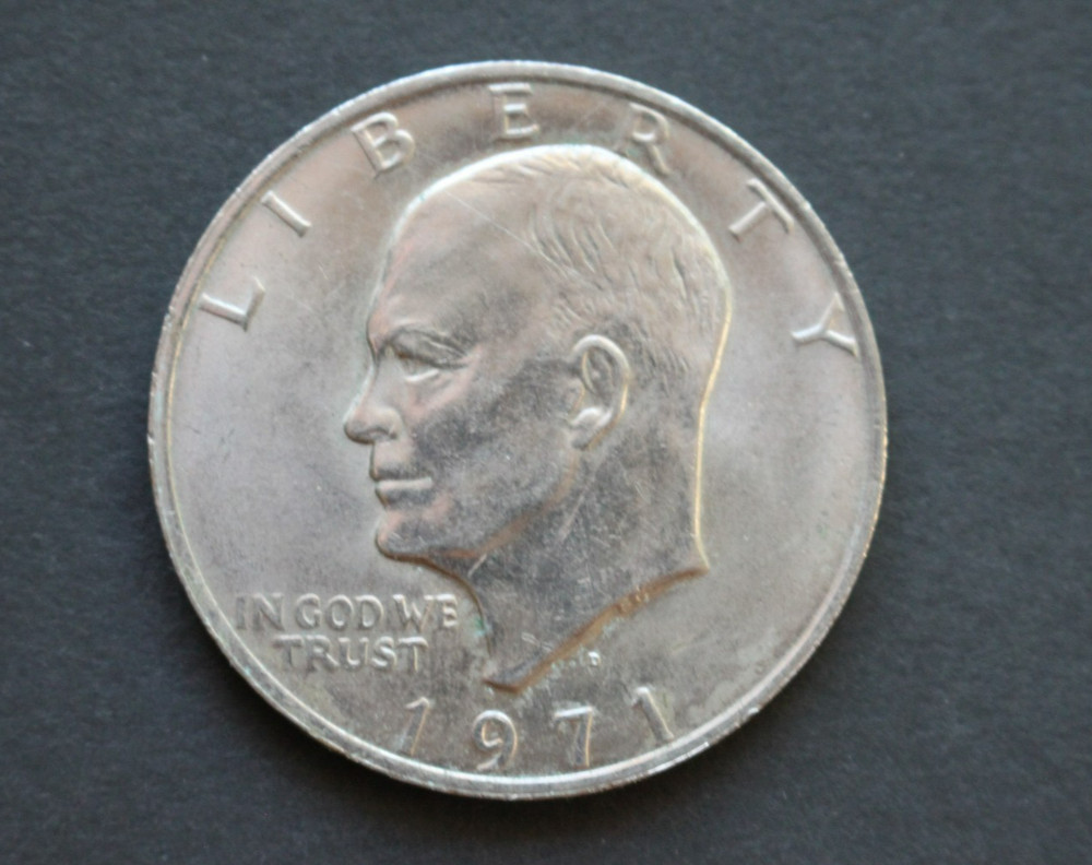 1971 D Eisenhower dollar/about uncirculated/doubled rim