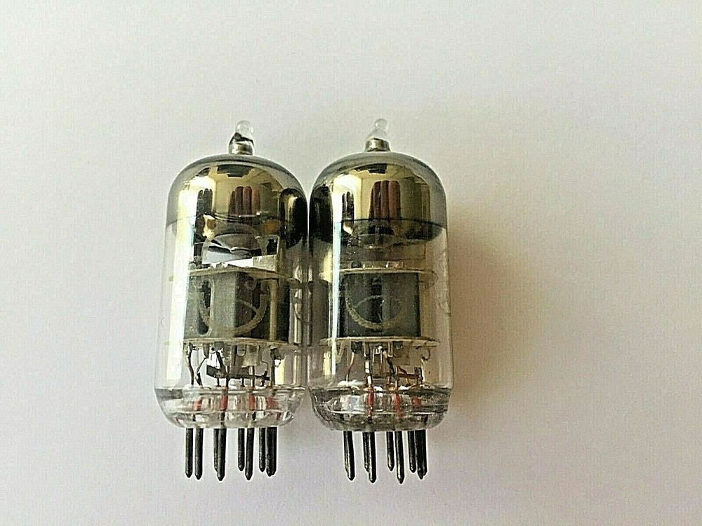 6N23P = E88CC = 6922 = 6DJ8 Matched Pair Reflektor Silver Shields NEW NOS Strong