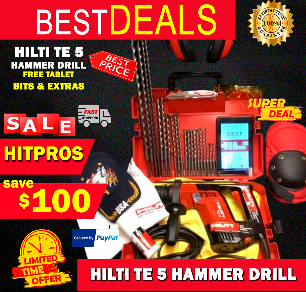 HILTI TE 5 PREOWNED, FREE TABLET, BITS AND EXTRAS, FAST SHIP