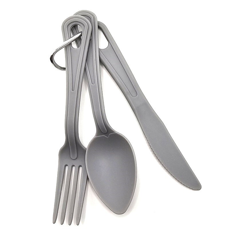 Camping Cutlery Utensil Set Carabiner Knife Fork Spoon Durable Reusable Hiking