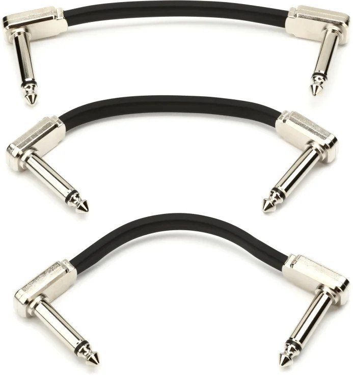 Ernie Ball 3" Flat Ribbon Patch Cable - 3-Pack