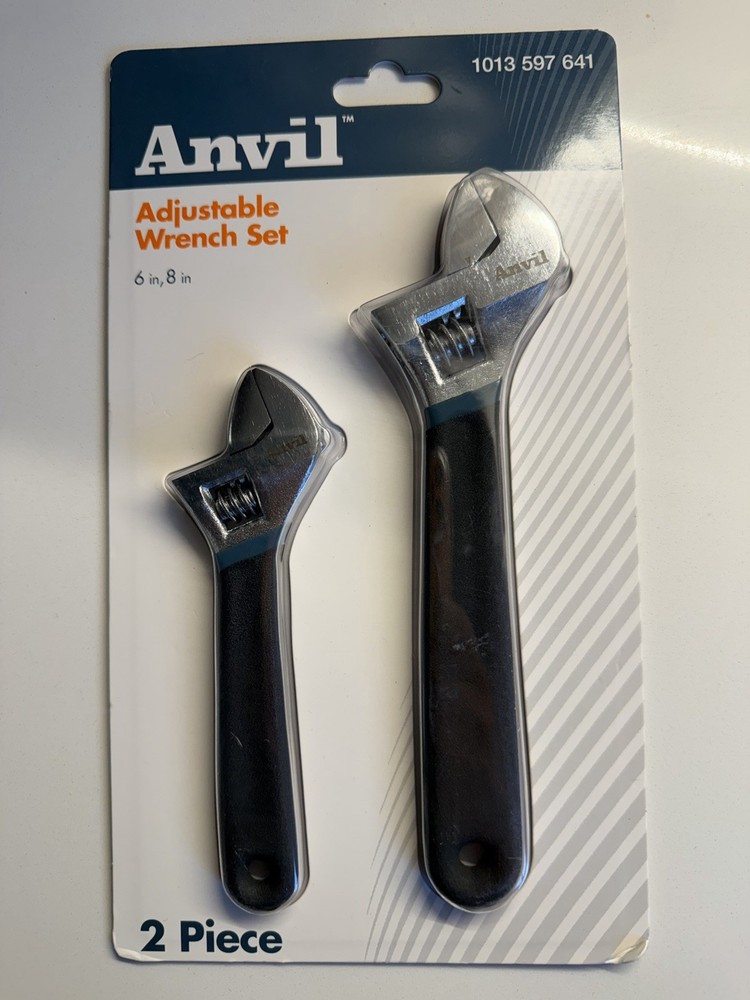 Two-piece adjustable wrench set with comfort handles